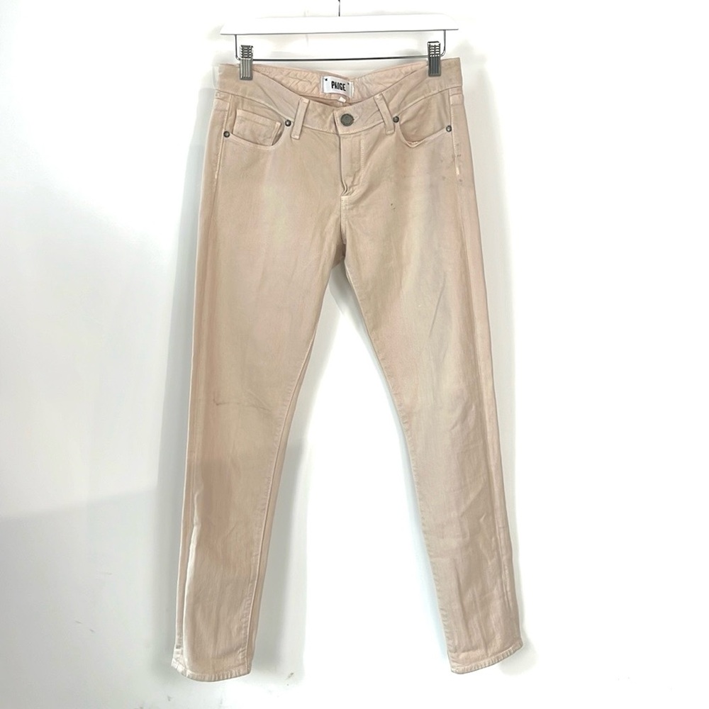 Paige Skyline Light Pink Ankle Peg Skinny Jeans